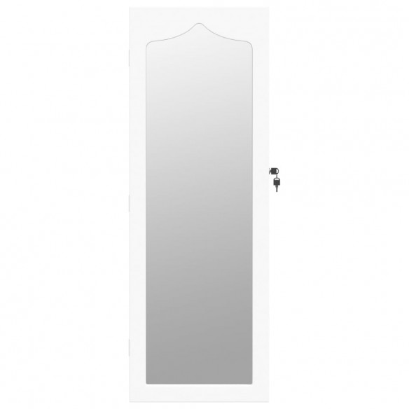 Armoire à bijoux avec miroir murale blanc 37,5x10x106 cm