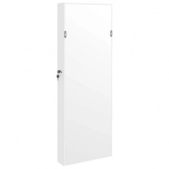 Armoire à bijoux avec miroir murale blanc 37,5x10x106 cm