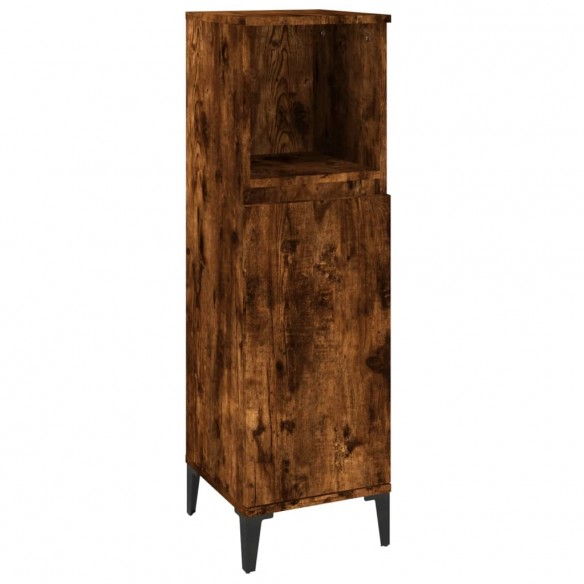 Armoire de bain chêne fumé 30x30x100 cm bois d'ingénierie