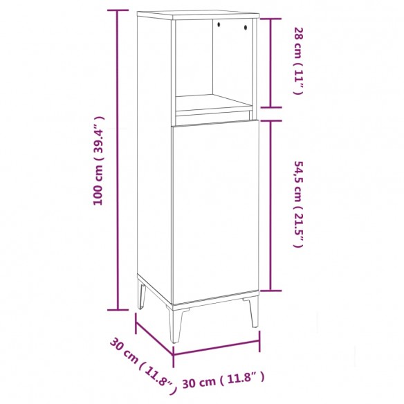 Armoire de bain chêne fumé 30x30x100 cm bois d'ingénierie