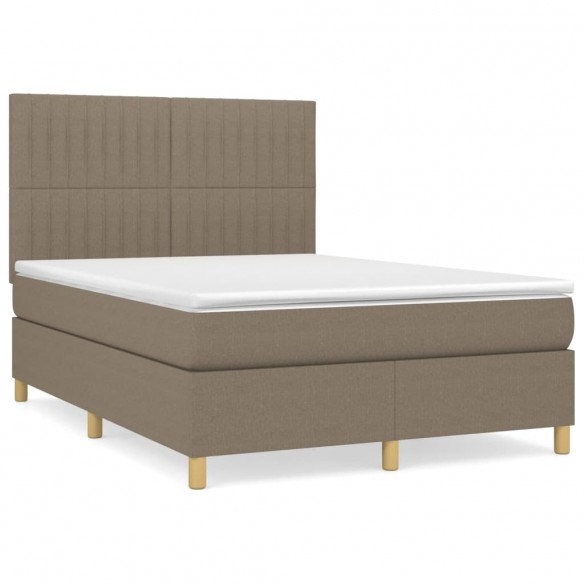 Cadre de lit avec matelas Taupe 140x200 cm Tissu