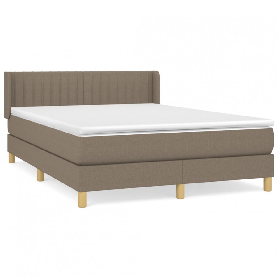 Cadre de lit avec matelas Taupe 140x190 cm Tissu