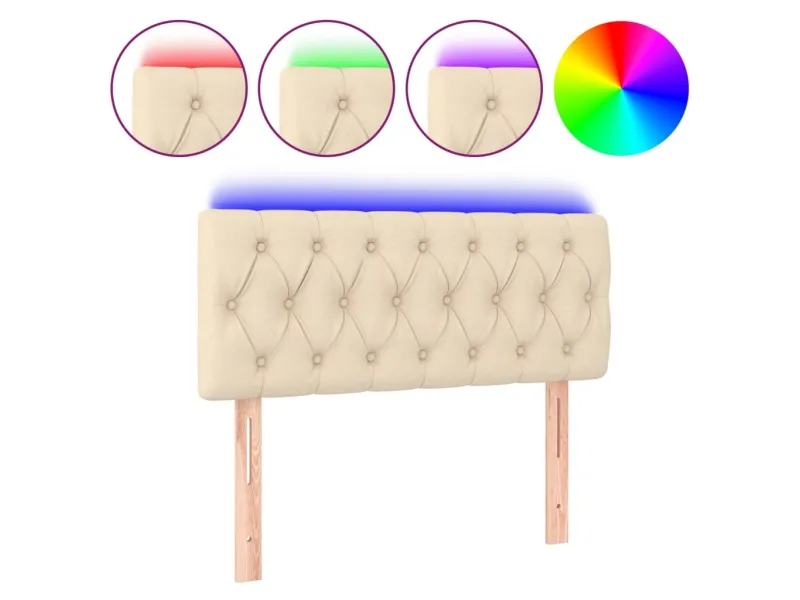 Tête de lit à LED Crème 90x7x78/88 cm Tissu