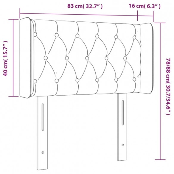 Tête de lit à LED Crème 83x16x78/88 cm Tissu