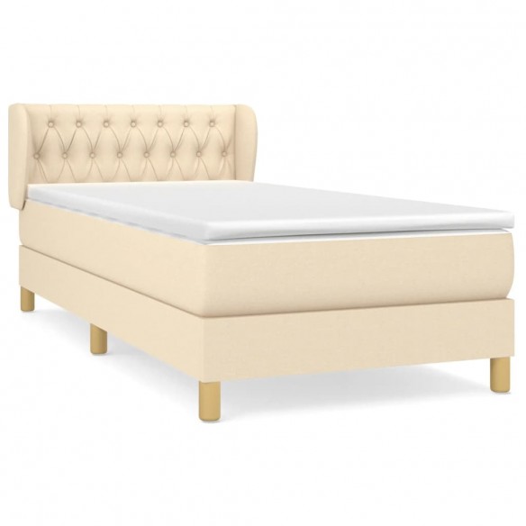 Cadre de lit avec matelas Crème 90x200 cm Tissu