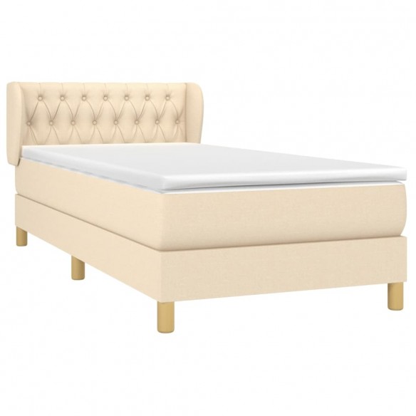 Cadre de lit avec matelas Crème 90x200 cm Tissu