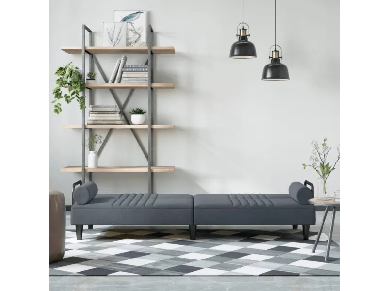 Canapé-lit avec accoudoirs gris foncé velours