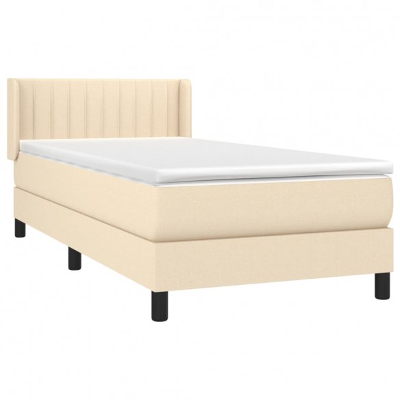 Cadre de lit avec matelas Crème 100x200 cm Tissu