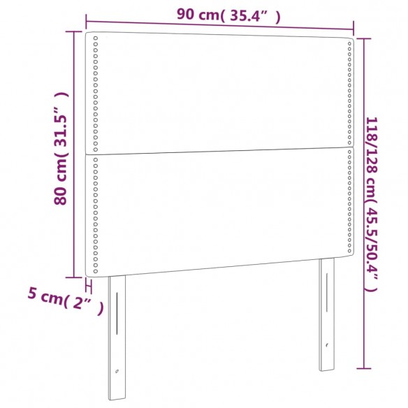 Têtes de lit 2 pcs Gris clair 90x5x78/88 cm Velours