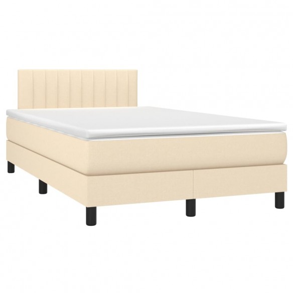 Cadre de lit avec matelas LED Crème 120x200 cm Tissu