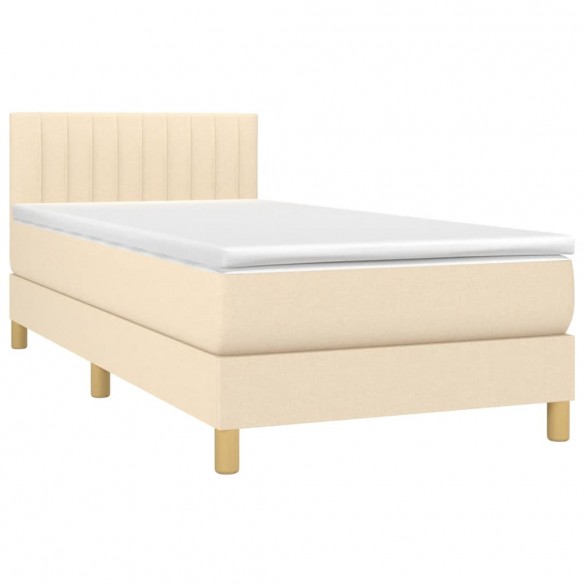 Cadre de lit avec matelas Crème 100x200 cm Tissu