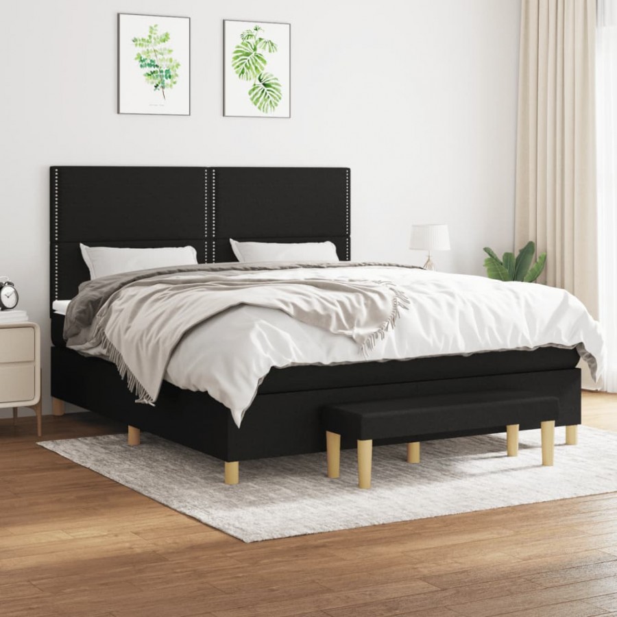 Cadre de lit avec matelas Noir 160x200 cm Tissu