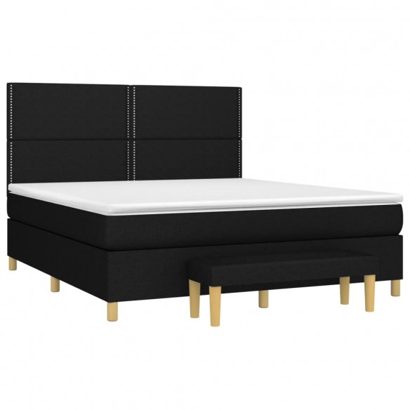 Cadre de lit avec matelas Noir 160x200 cm Tissu