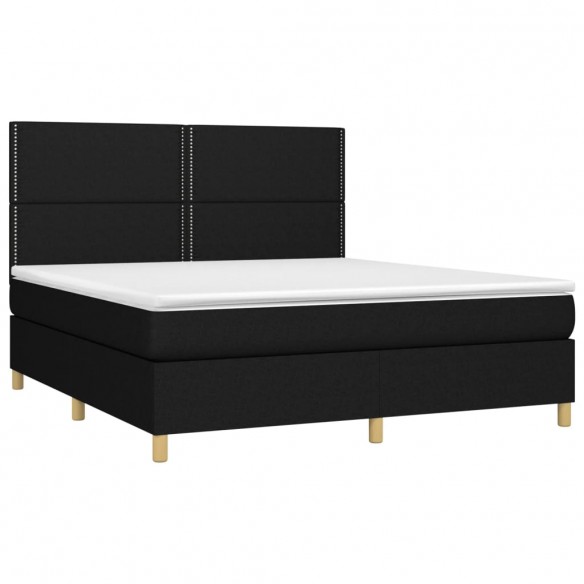 Cadre de lit et matelas et LED Noir 160x200 cm Tissu