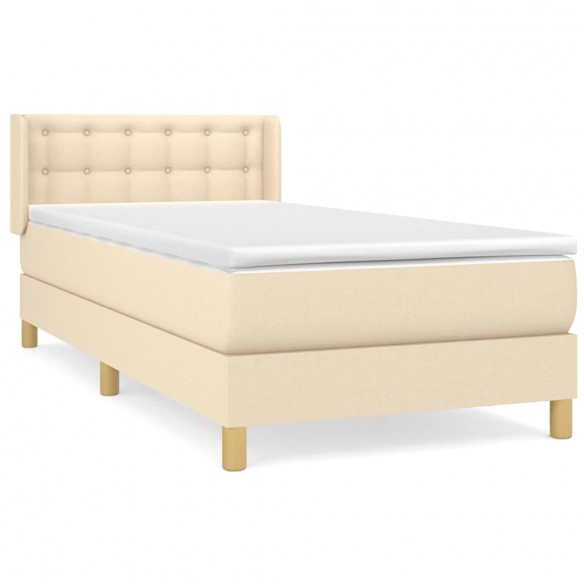 Cadre de lit avec matelas Crème 80x200 cm Tissu