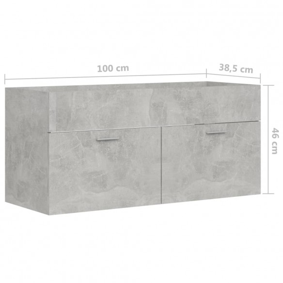 Armoire d'évier Gris béton 100x38,5x46 cm Aggloméré