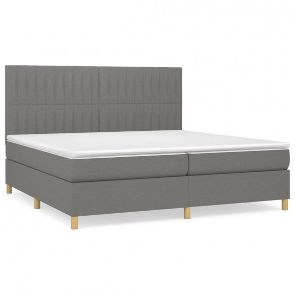 Cadre de lit avec matelas Gris foncé 200x200cm Tissu