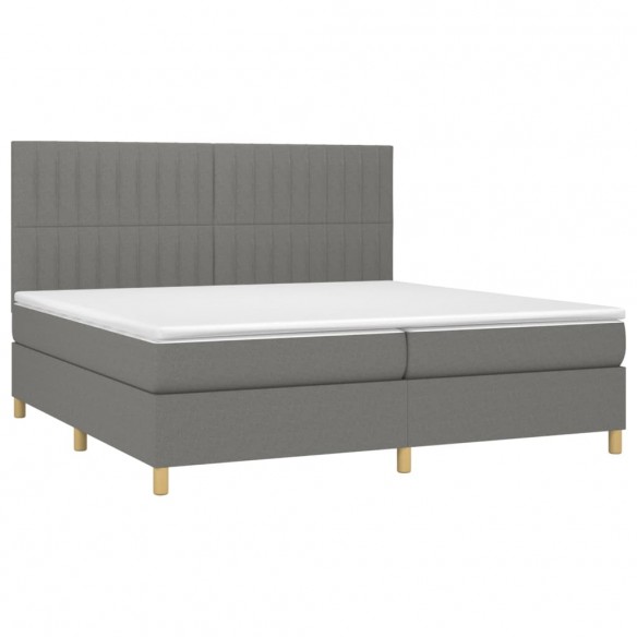 Cadre de lit avec matelas Gris foncé 200x200cm Tissu