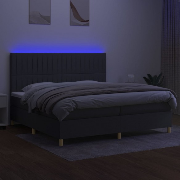 Cadre de lit et matelas et LED Gris foncé 200x200 cm