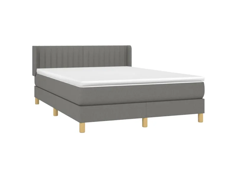cadre de lit avec matelas Gris foncé 140x200cm Tissu