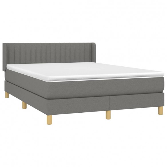 Cadre de lit avec matelas Gris foncé 140x200cm Tissu