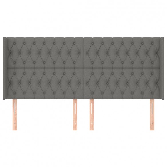 Tête de lit avec oreilles Gris foncé 203x16x118/128 cm Tissu