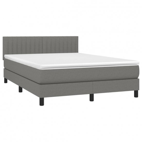 Cadre de lit et matelas et LED Gris foncé 140x190 cm