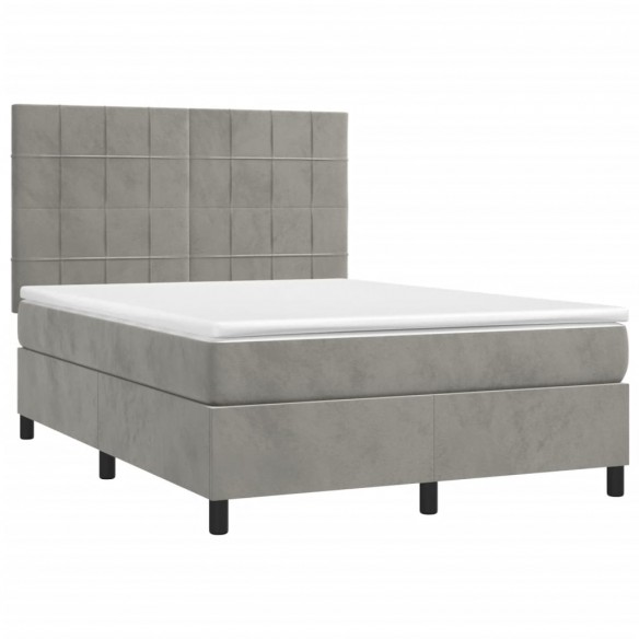 Cadre de lit matelas et LED Gris clair 140x200 cm