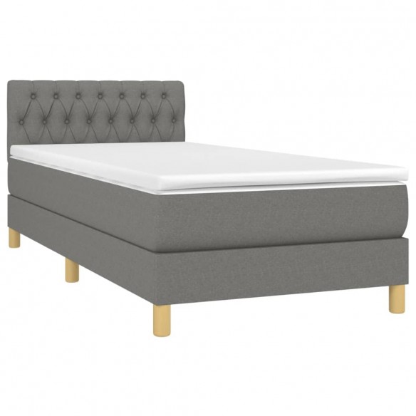 Cadre de lit avec matelas et LED Gris foncé 90x190cm