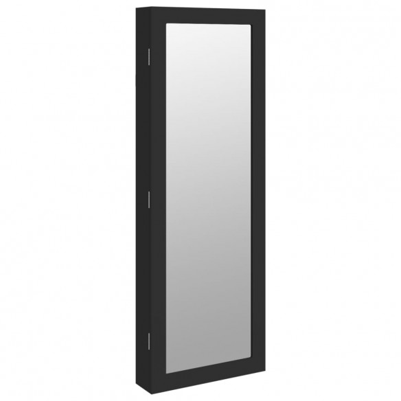 Armoire à bijoux avec miroir murale noir 37,5x10x106 cm