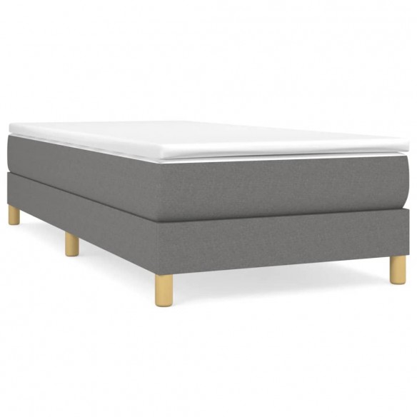 Cadre de lit et matelas Gris foncé 90x190 cm Tissu