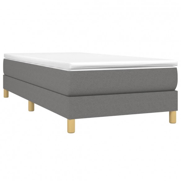 Cadre de lit et matelas Gris foncé 90x190 cm Tissu