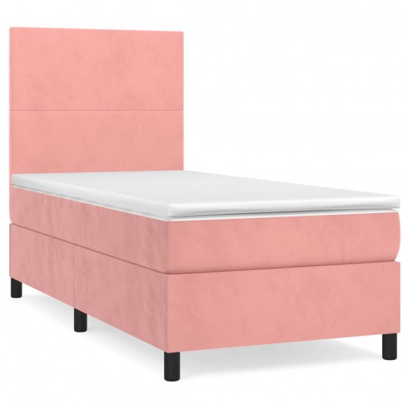 Cadre de lit avec matelas Rose 100x200 cm Velours