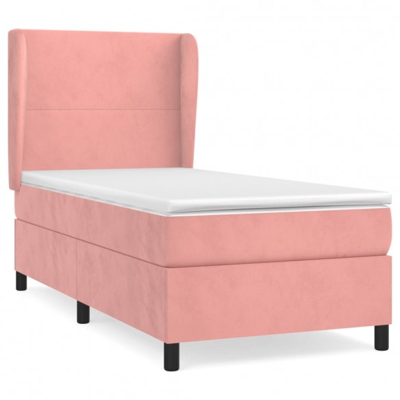 Cadre de lit avec matelas Rose 100x200 cm Velours