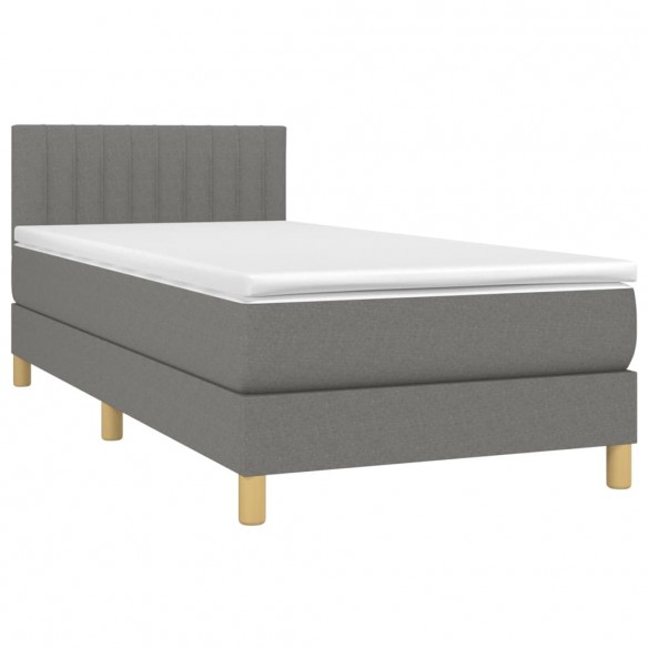 Cadre de lit et matelas et LED Gris foncé 100x200 cm