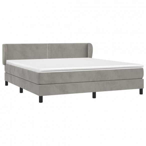 Cadre de lit et matelas Gris clair 180x200cm Velours