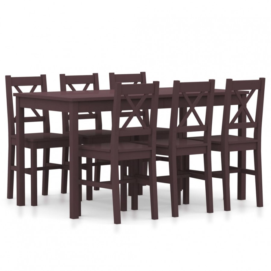 Ensemble de salle à manger 7 pcs Pinède Marron foncé