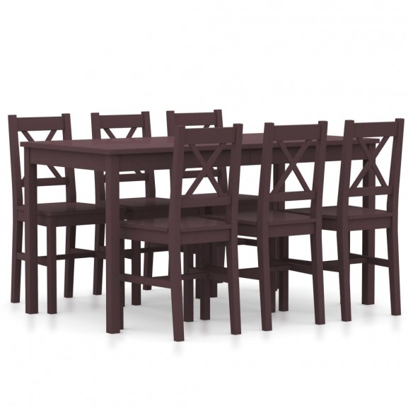 Ensemble de salle à manger 7 pcs Pinède Marron foncé