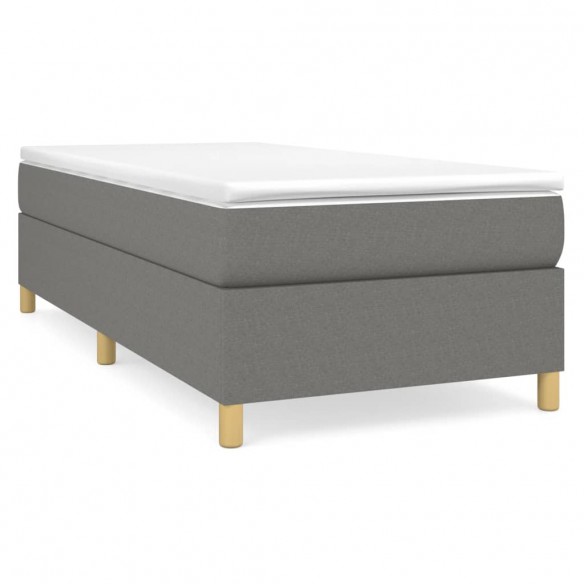 Cadre de lit avec matelas Gris foncé 100x200cm Tissu