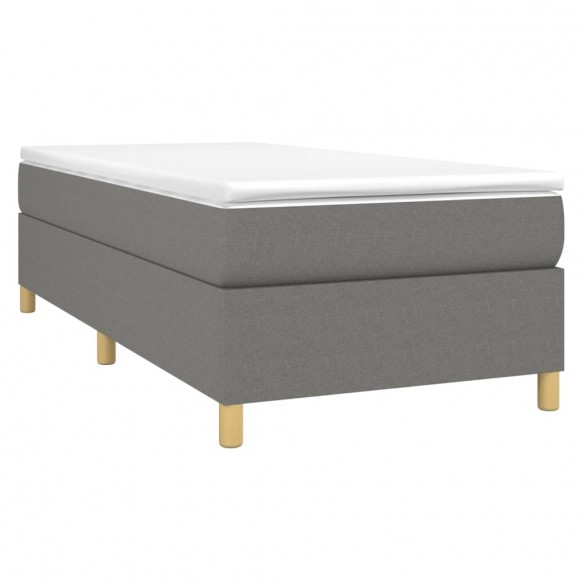 Cadre de lit avec matelas Gris foncé 100x200cm Tissu