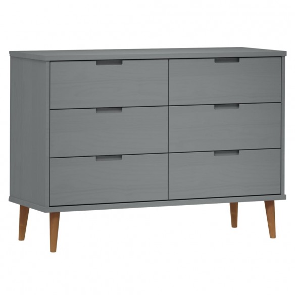 Commode MOLDE Gris 113x40x80 cm Bois de pin massif