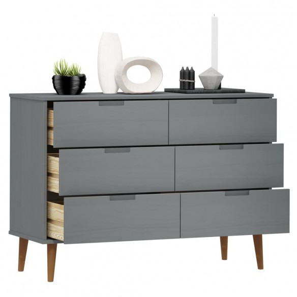 Commode MOLDE Gris 113x40x80 cm Bois de pin massif