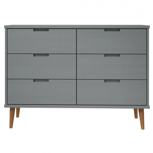 Commode MOLDE Gris 113x40x80 cm Bois de pin massif