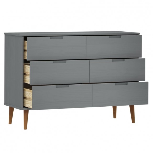 Commode MOLDE Gris 113x40x80 cm Bois de pin massif