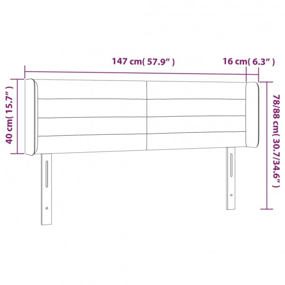 Tête de lit à LED Taupe 147x16x78/88 cm Tissu