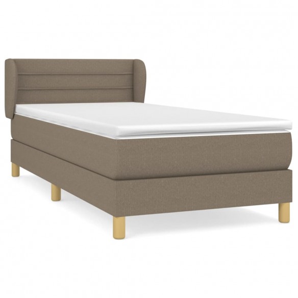 Cadre de lit avec matelas Taupe 90x200 cm Tissu