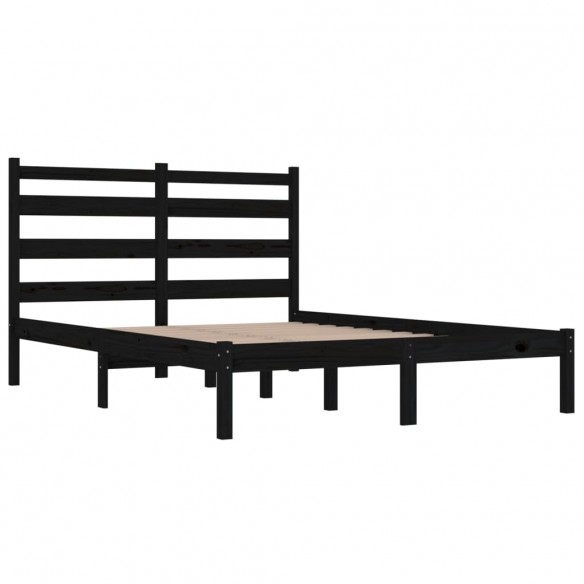 Cadre de lit Noir Bois de pin massif 120x190 cm Petit Double