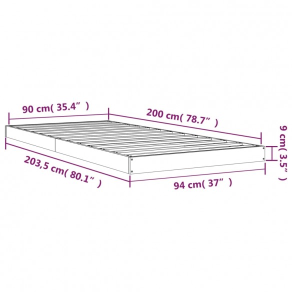 Cadre de lit Marron miel 90x200 cm Bois de pin massif