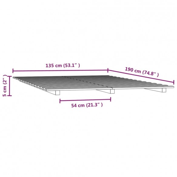 Cadre de lit Noir 135x190 cm Bois de pin massif