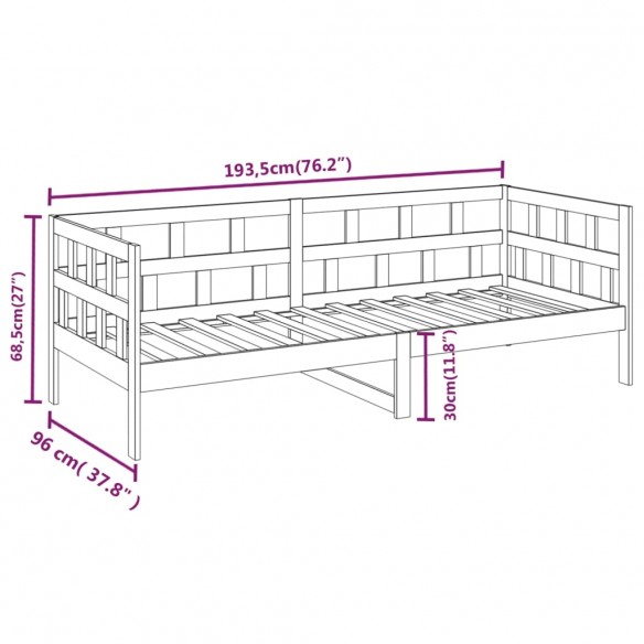 Lit de jour Bois massif de pin 90x190 cm